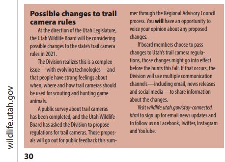 Utah trail camera laws